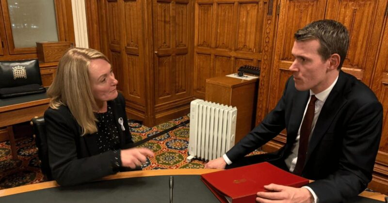 Jo meets Matthew Pennycook. in Parliament