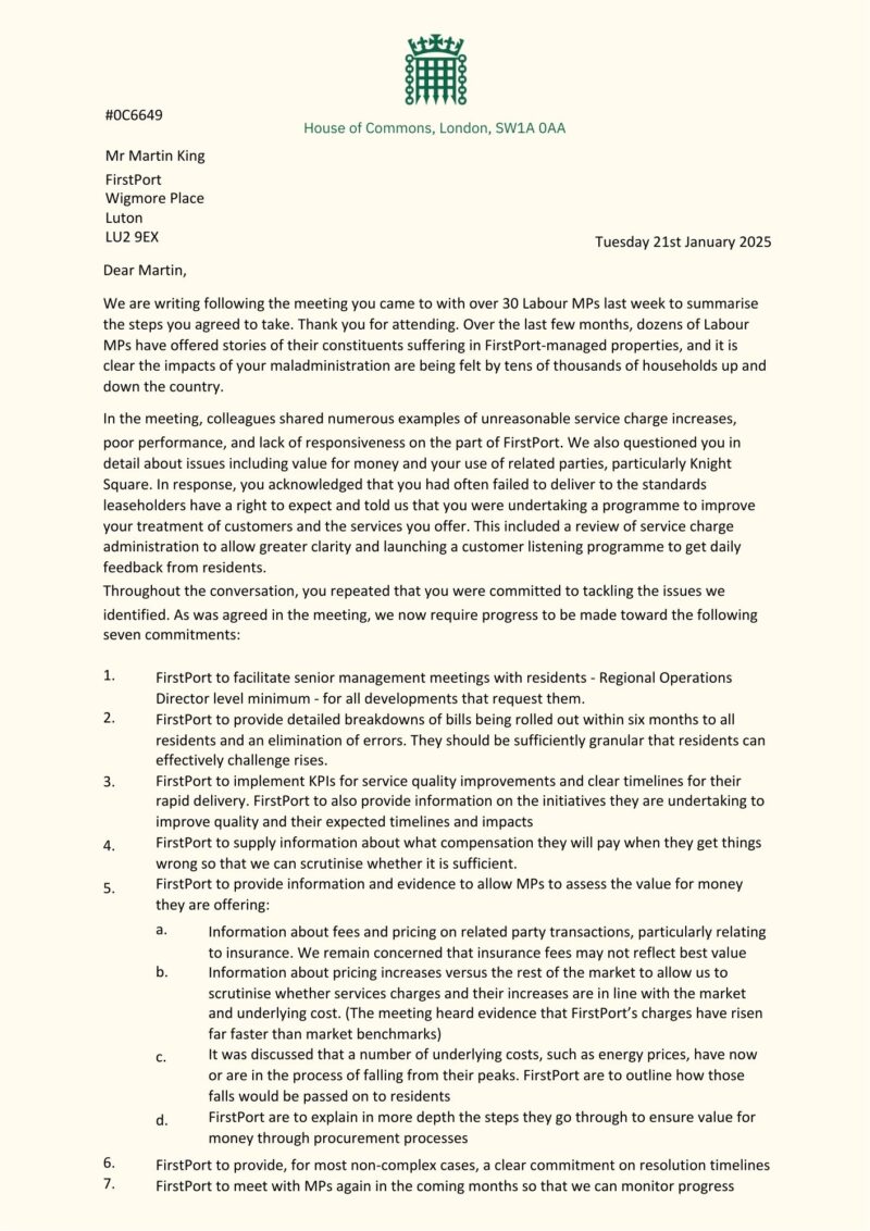 Letter to FirstPort (1/2).