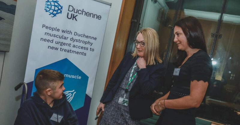 Jo Platt with activists from Joining Jacks at a Duchenne UK. event in Parliament. 