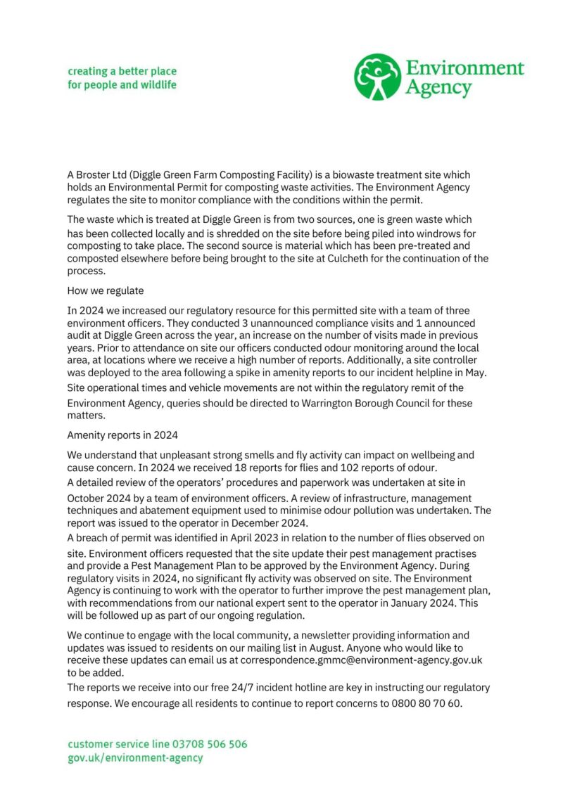 Environment Agency update.