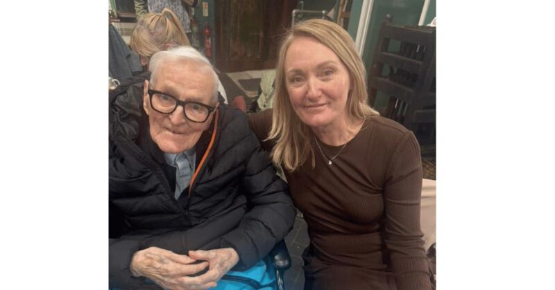 Jo Platt MP - with 100-year-old Leigh resident - Ronnie.